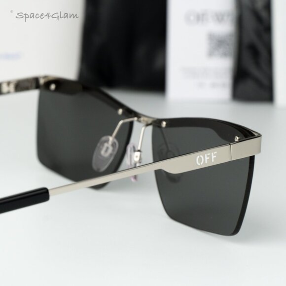 Off-White Women Sunglasses Silver Mirror Rectangle OERI095 RIMINI 7272 NEW - Picture 5 of 10